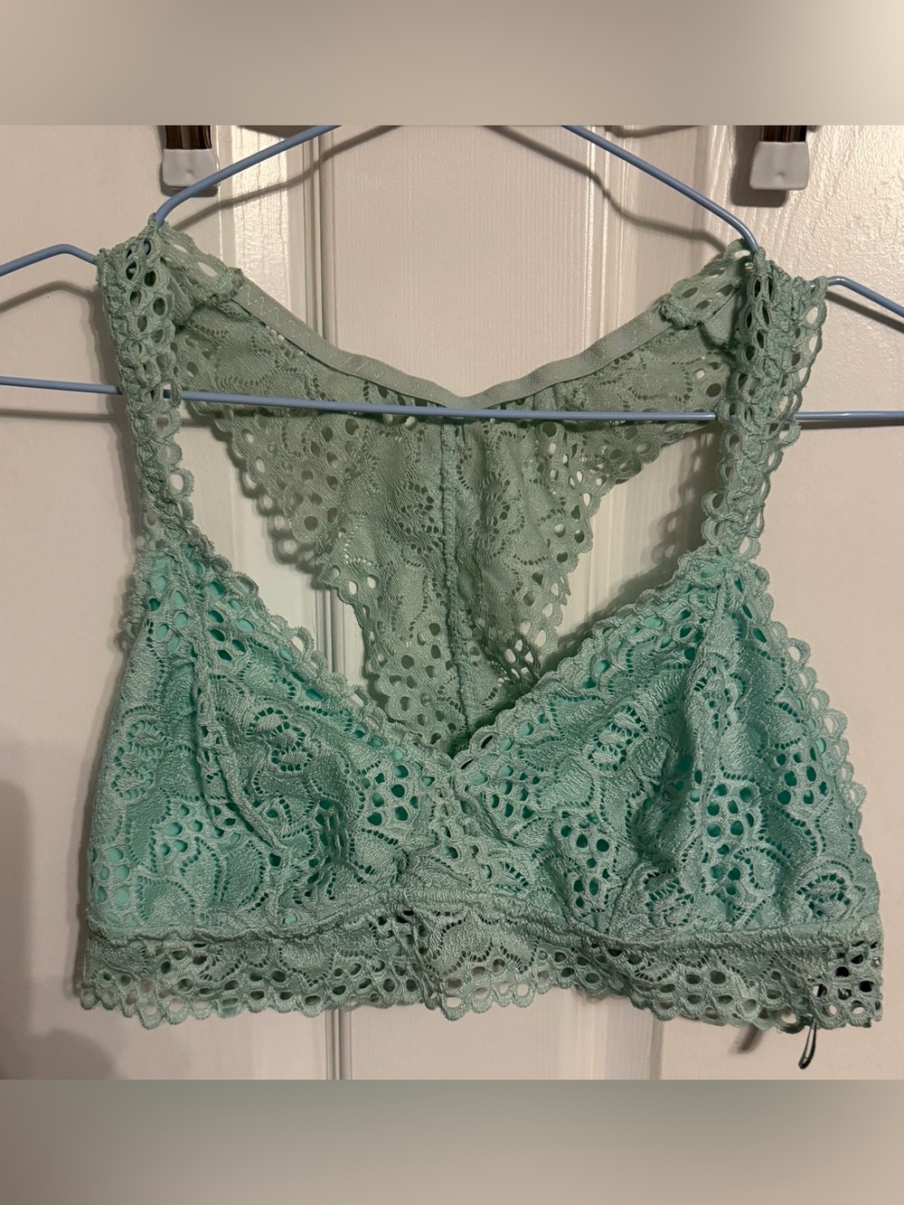 aerie Mint Green Lace Bralette - Crochet Racerback, size XL
